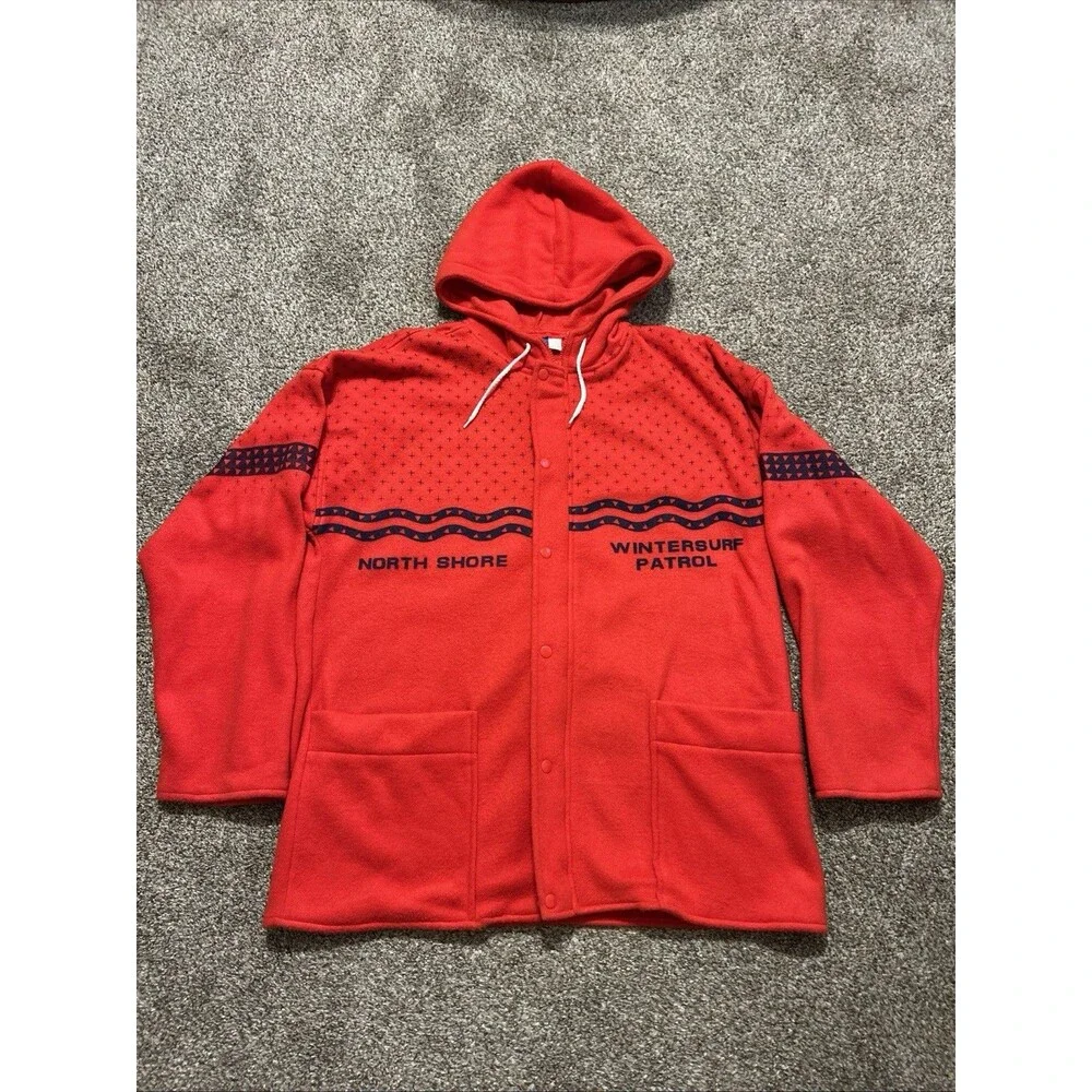 Vintage 80s Ocean pacific Red Surfing Surf Cover Up Jacket Soft Size XL